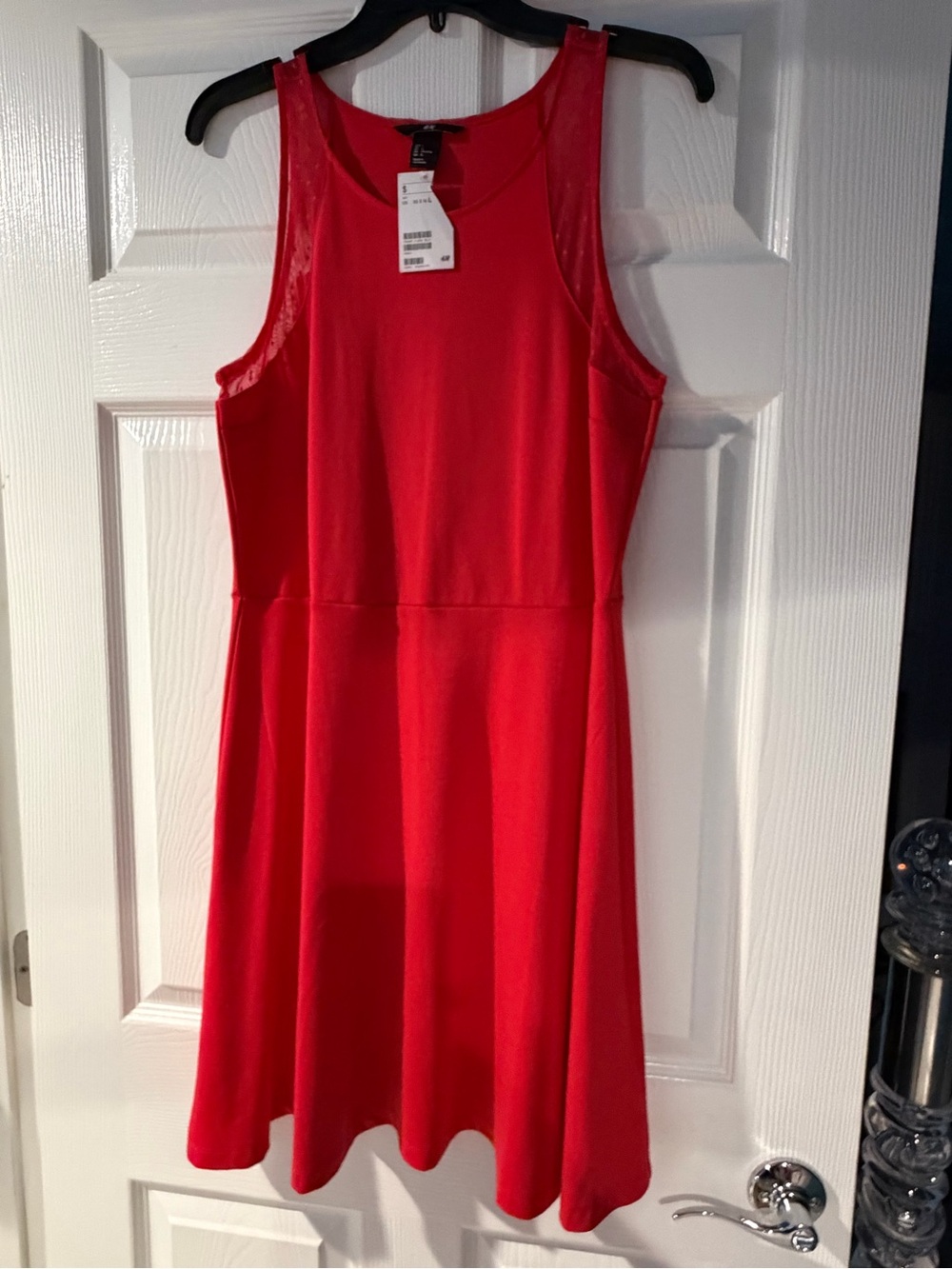 H&M Bright Red Sleeveless Fit-and-Flare Dress